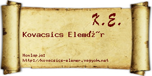 Kovacsics Elemér névjegykártya